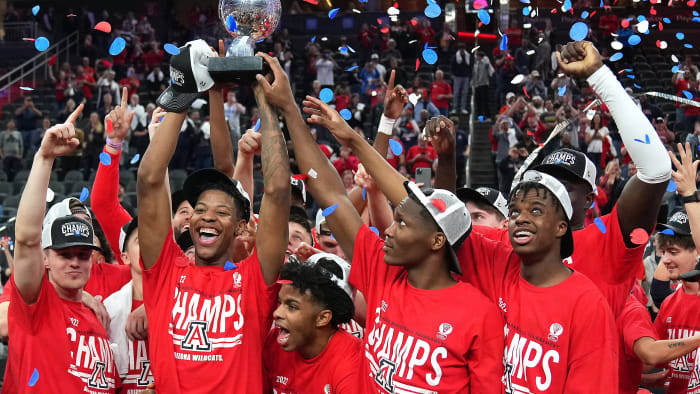 Arizona celebrating its Pac-12 title
